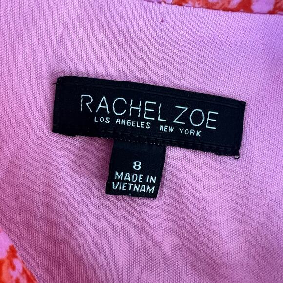 Rachel Zoe Floral Flutter Sleeve A-Line Dress in Pink and Orange Size 8 - Picture 4 of 16